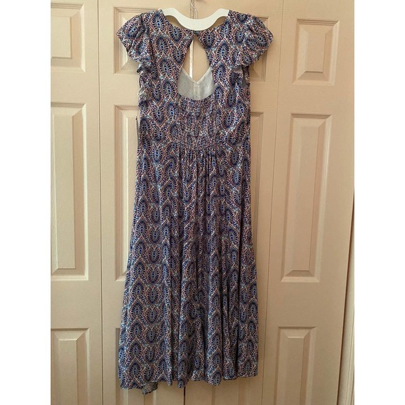 Midi Dress with Keyhole Back Large 12/14 Blue Damask Print NWT - Picture 4 of 10